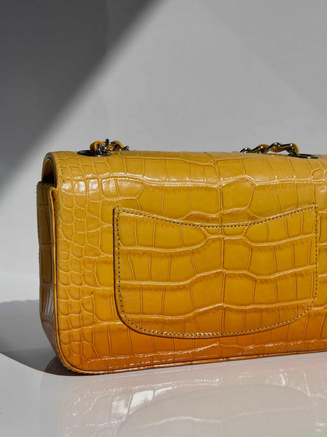 Chanel Mini Flap Orange & Yellow Ombre Alligator Silver Hardware 2014