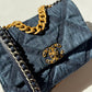 Chanel Small Navy Quilted Denim 19 Flap Bag