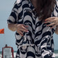 Chanel 2021 Black & White Silk Wave Shirt & Pants Set