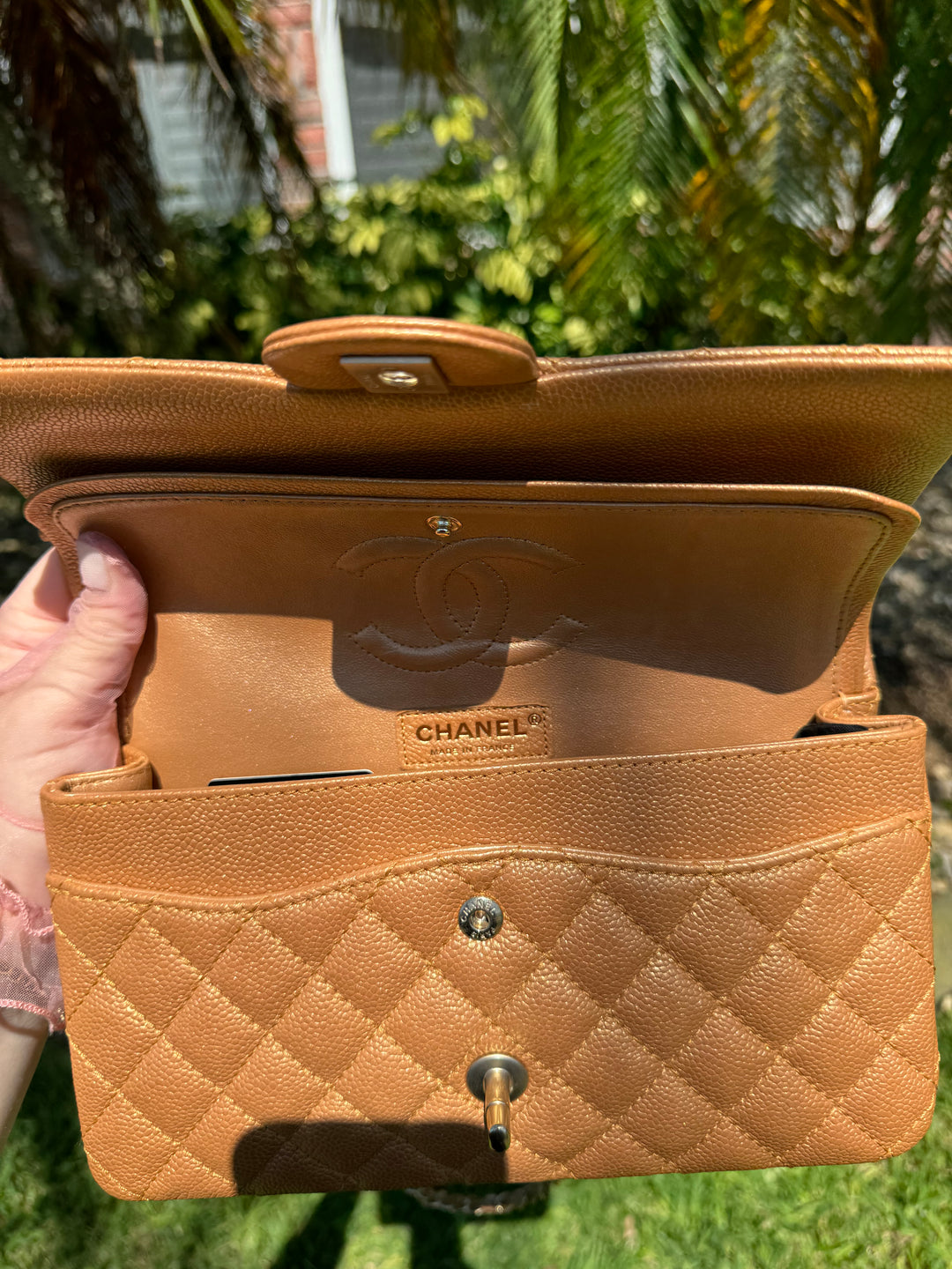 Chanel Copper Gold Metallic Medium Caviar Double Flap Bag