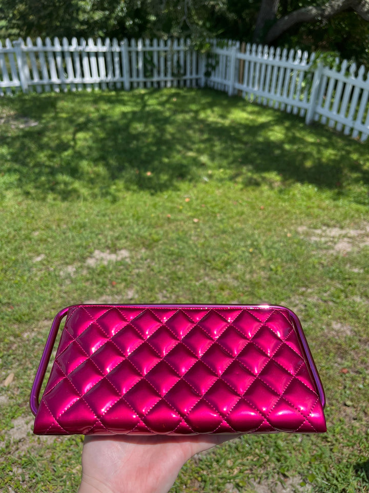 Chanel Classic Flap Patent Metallic Frame Clutch