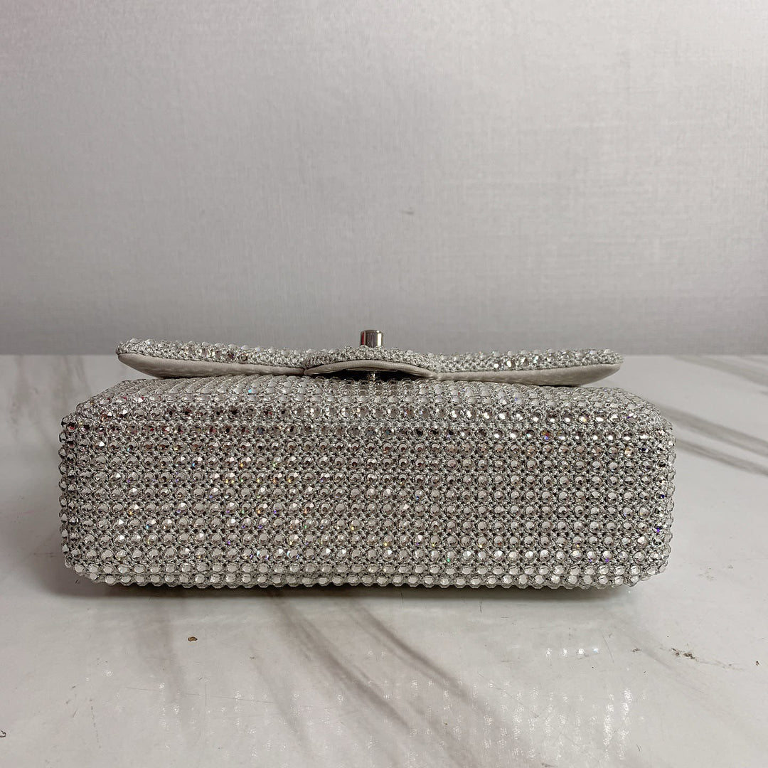 Chanel Mini Flap Bag Silver Crystal Crochet Silver Hardware Métiers D’Art 2026