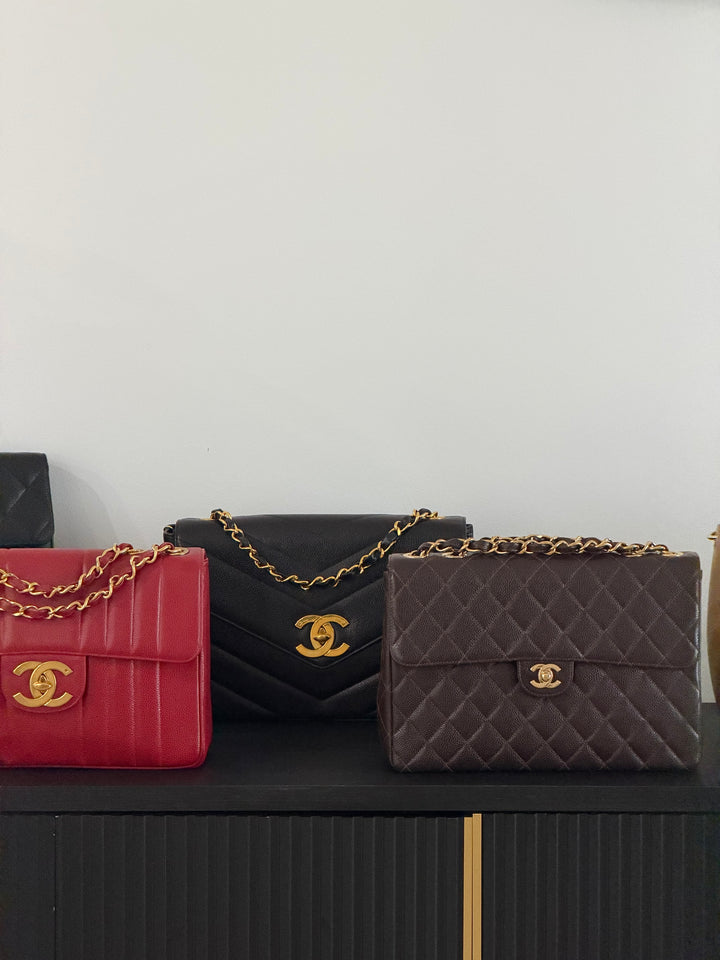 Chanel Classic Flap Jumbo Brown Caviar 24K Gold Hardware 2000