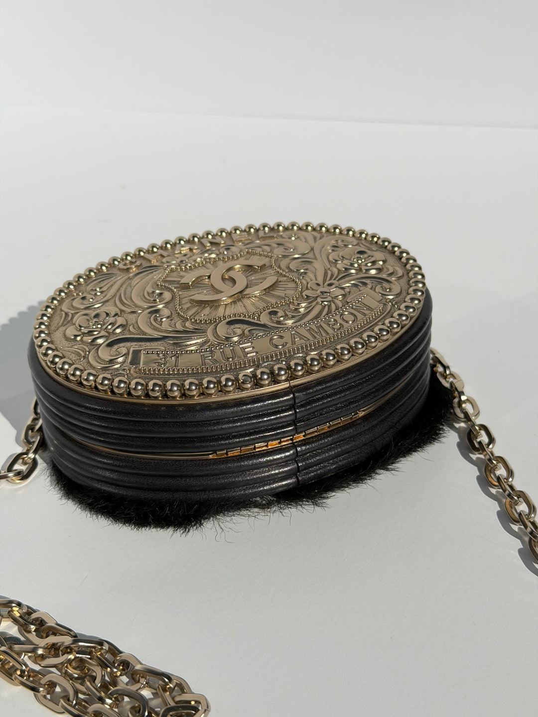 Chanel Paris-Dallas Belt Buckle Minaudière Black Lambskin & Pony Hair Gold & Palladium Hardware 2014