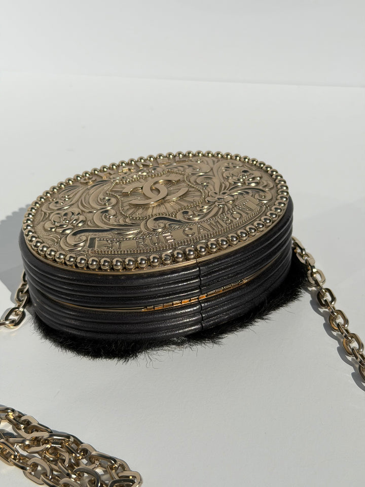 Chanel Paris-Dallas Belt Buckle Minaudière Black Lambskin & Pony Hair Gold & Palladium Hardware 2014