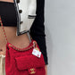 Chanel Small Red Wool Tweed Hobo