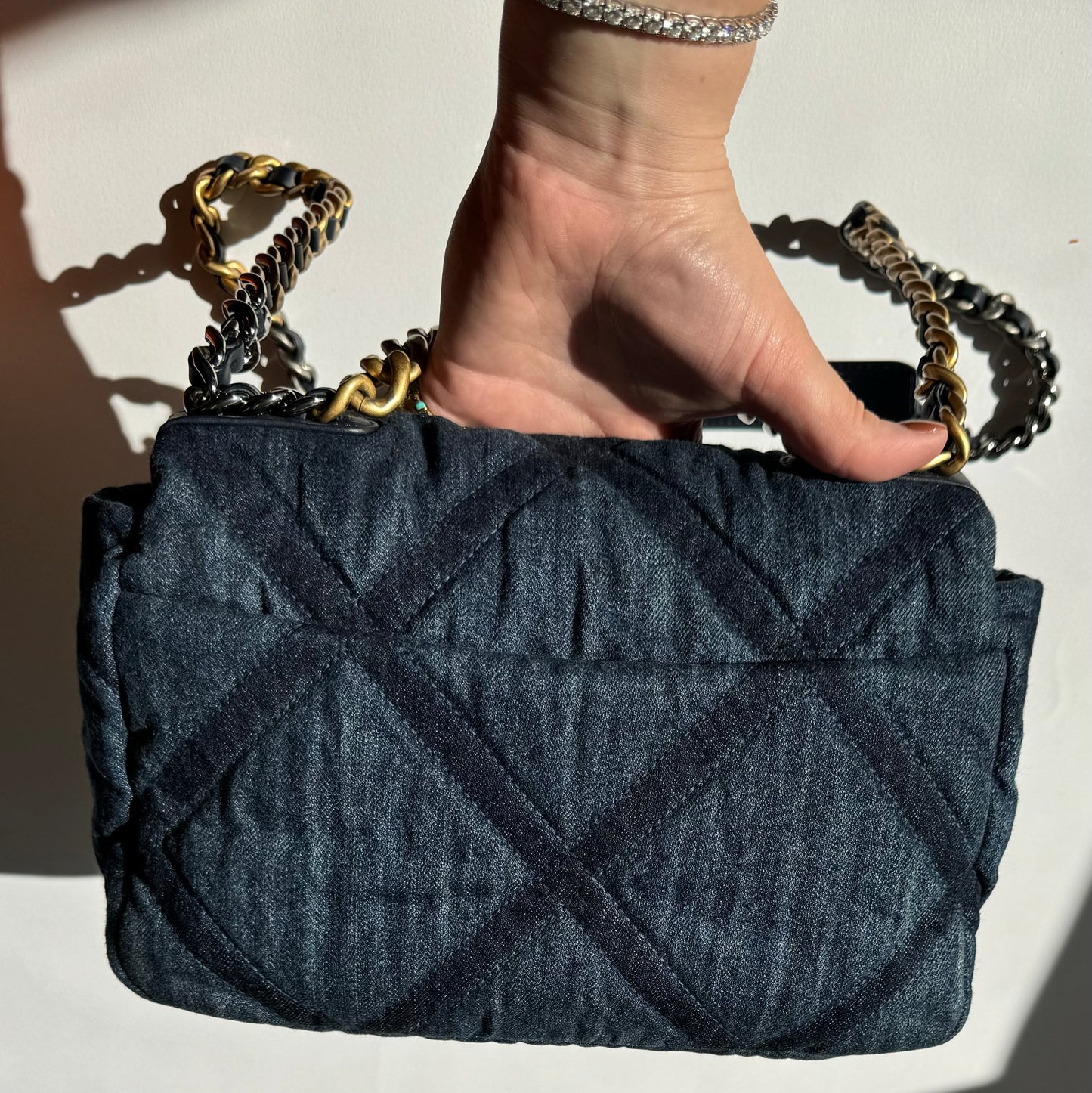 Chanel Small Navy Quilted Denim 19 Flap Bag