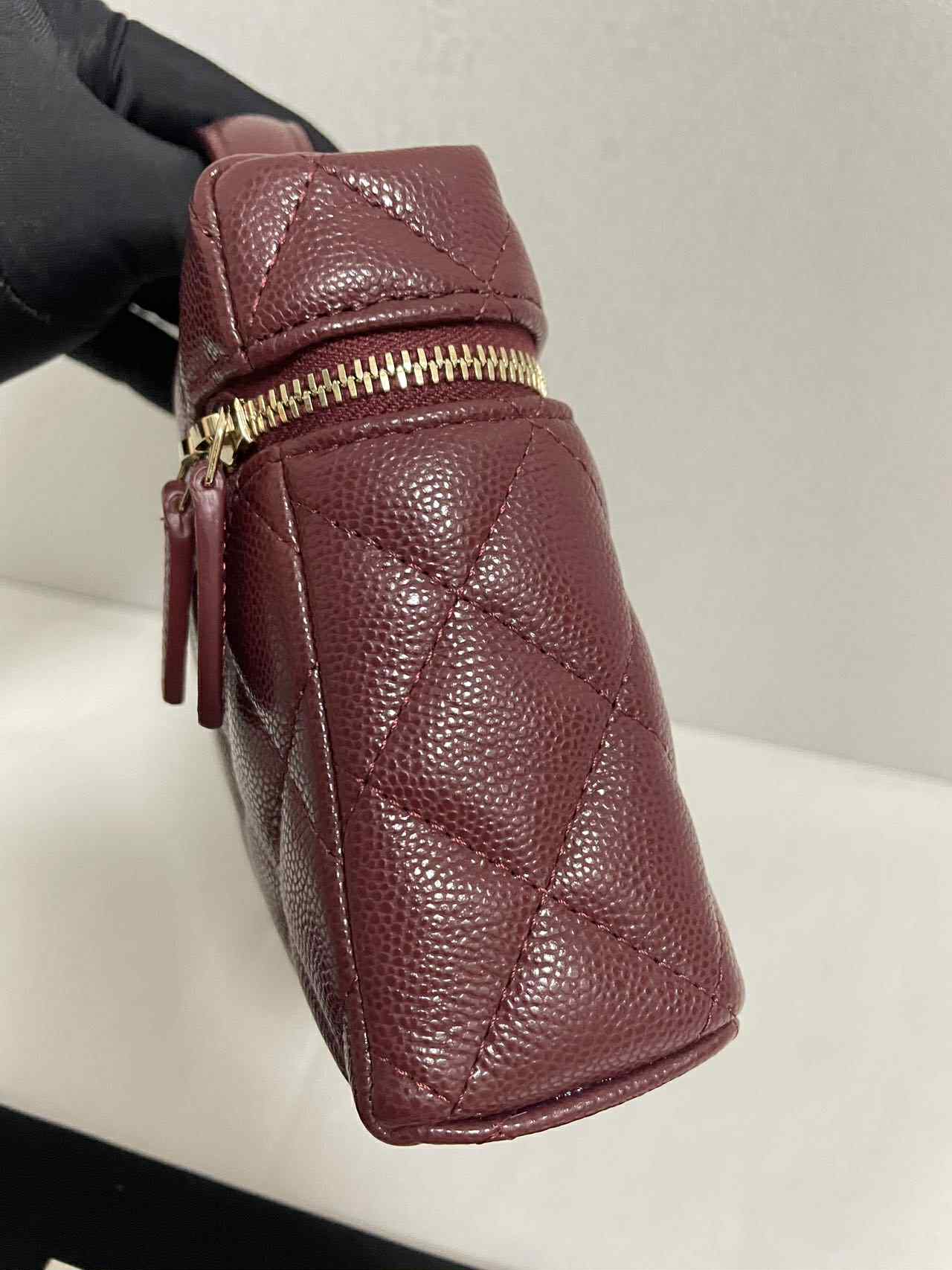 Chanel 25B Burgundy Caviar Slim Vanity Bag