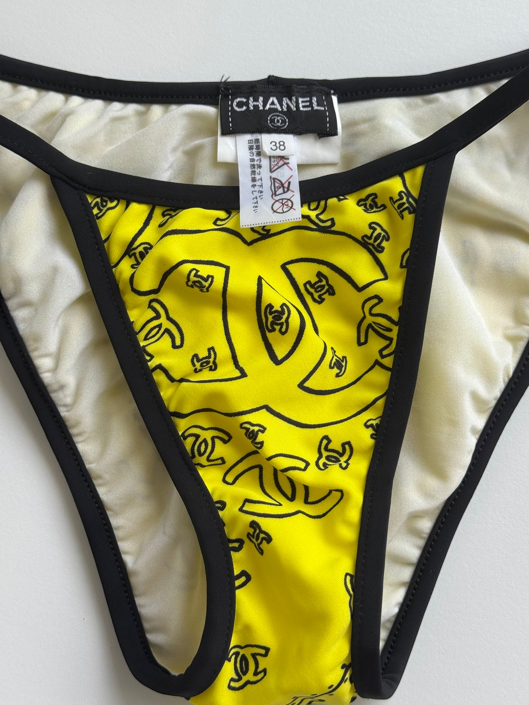 Chanel Spring/Summer 1994 Vintage Yellow Logo Bikini