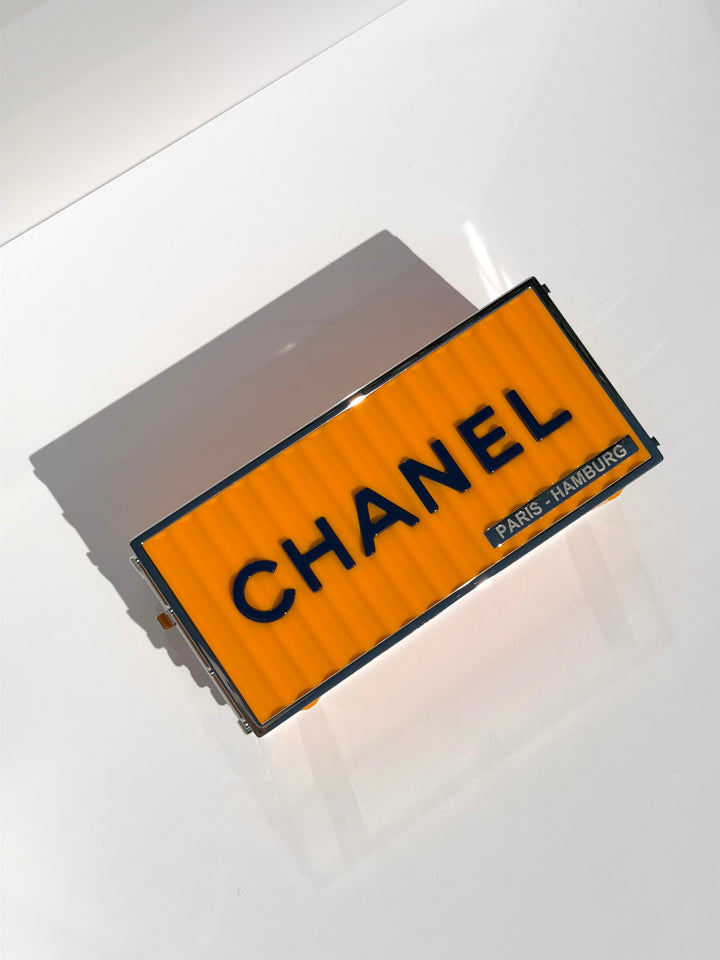 Chanel Shipping Container Bag Lucite Yellow Silver Hardware 2018