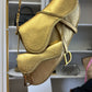 Christian Dior Metallic Gold Ostrich Saddle + Matching Pouch