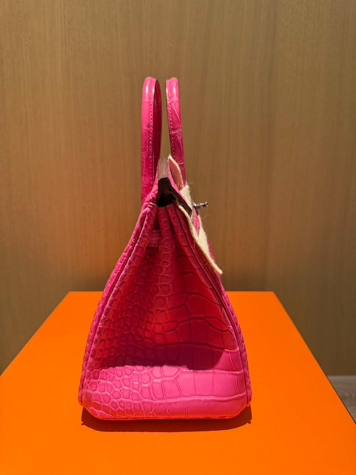 Hermes Rose Shocking Matte Alligator Birkin 25