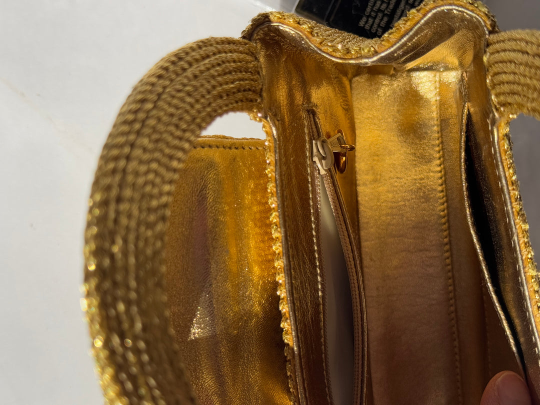 Chanel RARE 1998 Gold Silk Woven Mini Kelly