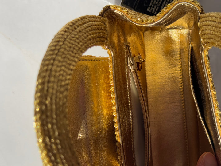 Chanel RARE 1998 Gold Silk Woven Mini Kelly