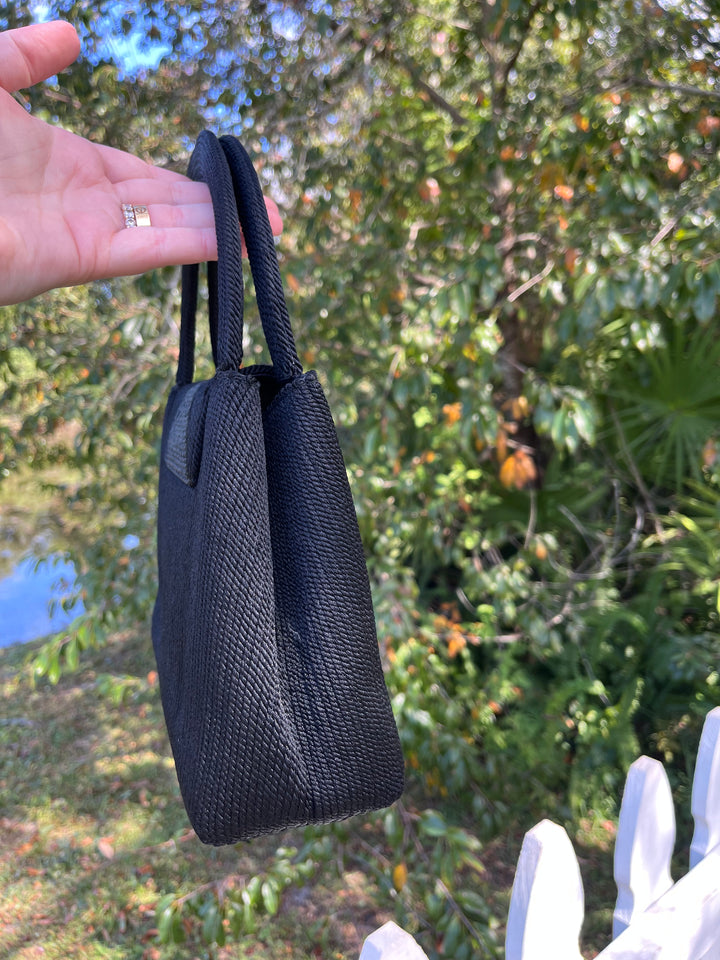 Chanel Vintage Medium Black Rope Kelly Top Handle