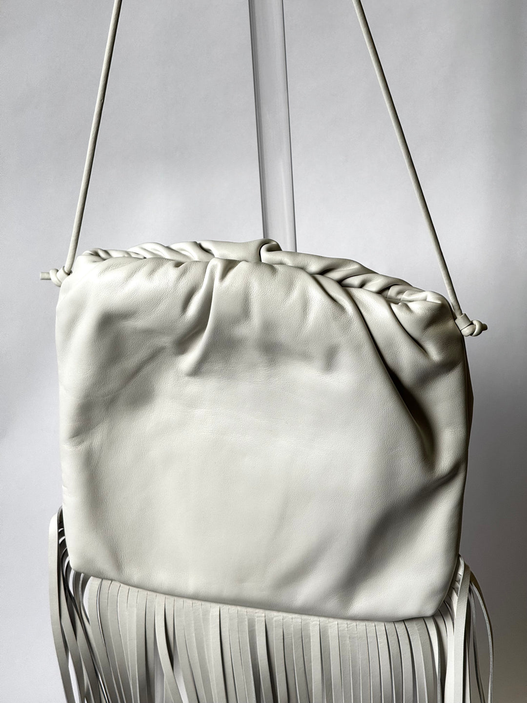 Bottega Veneta White Nappa Fringe Shoulder Bag