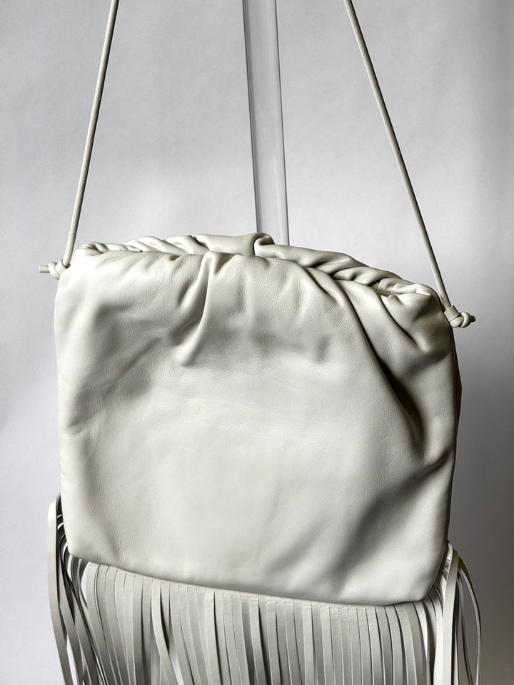 Bottega Veneta White Nappa Fringe Shoulder Bag