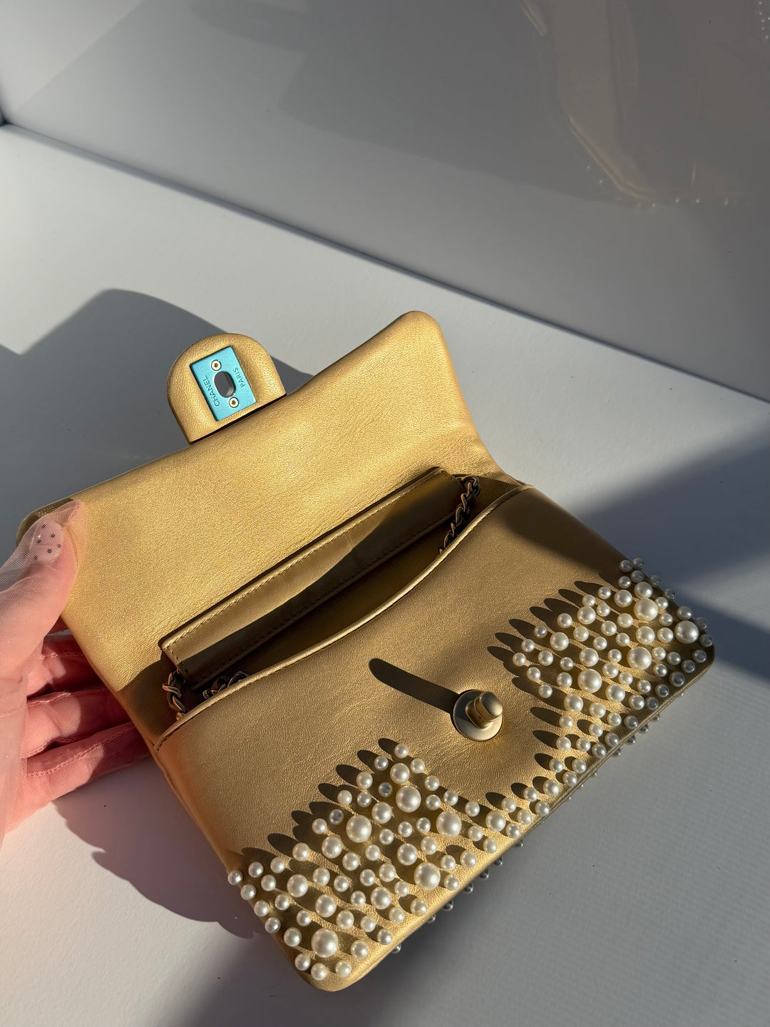 Chanel Paris Dubai Gold Metallic Pearly WOC