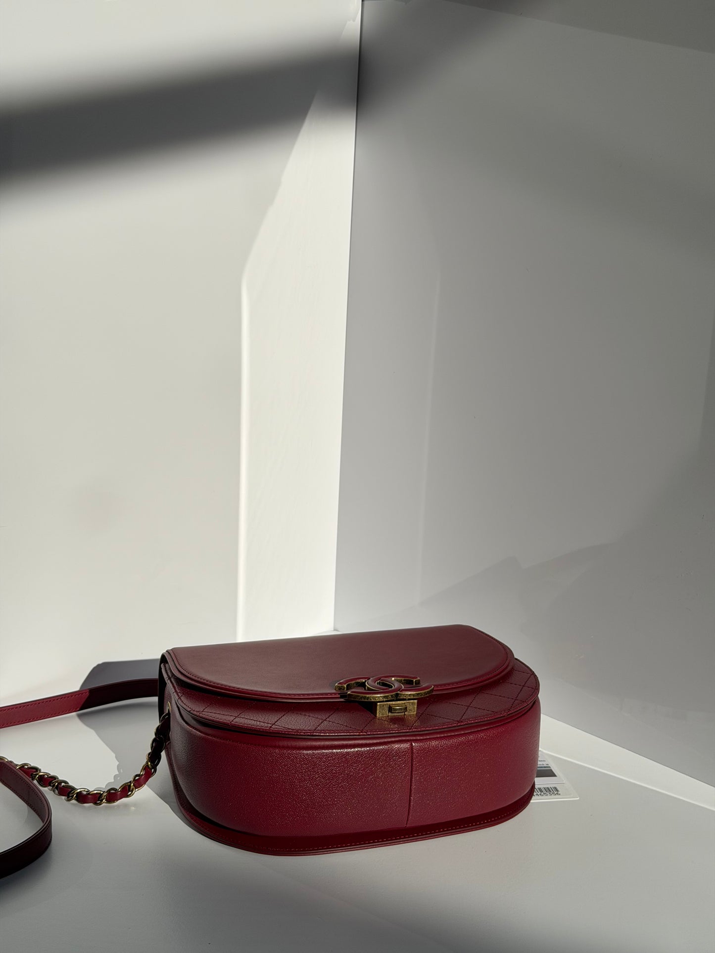 Chanel 17B Small Burgundy Coco Curve Messenger Flap Bag