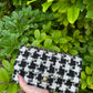 Chanel Ecru Medium Houndstooth Tweed Flap Bag