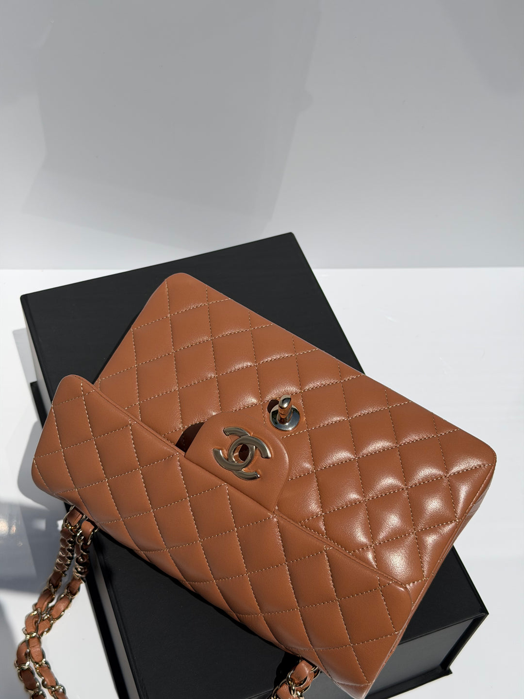Chanel Small Classic Flap Bag Lambskin Caramel Light Gold Hardware 2022