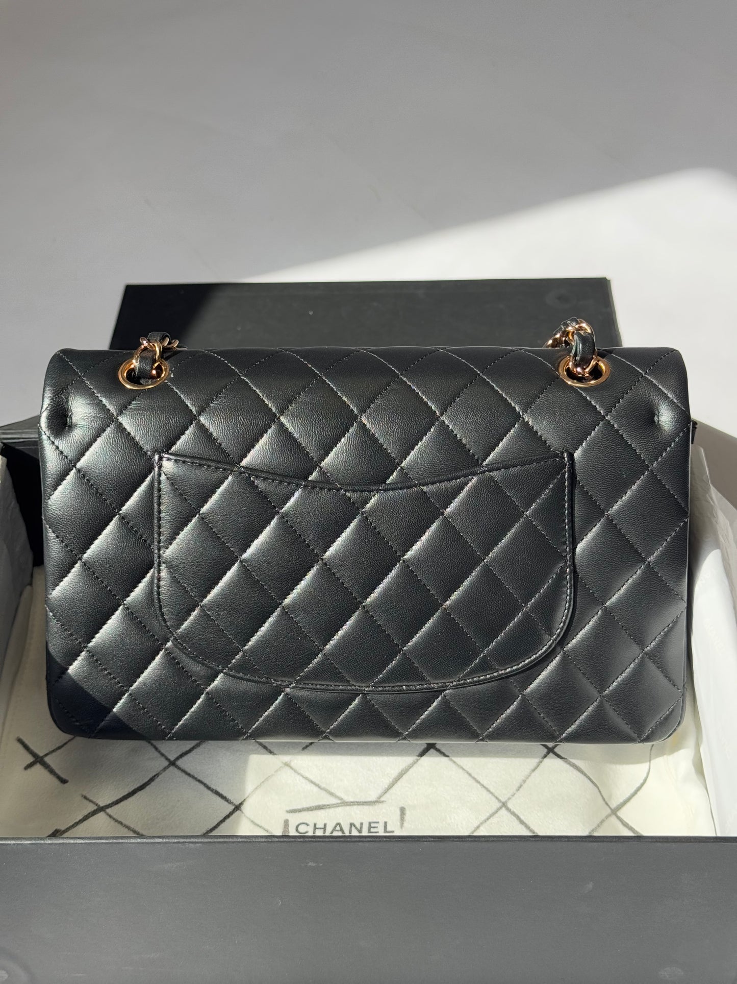 Chanel Black Medium Lambskin Flap Bag + RGHW