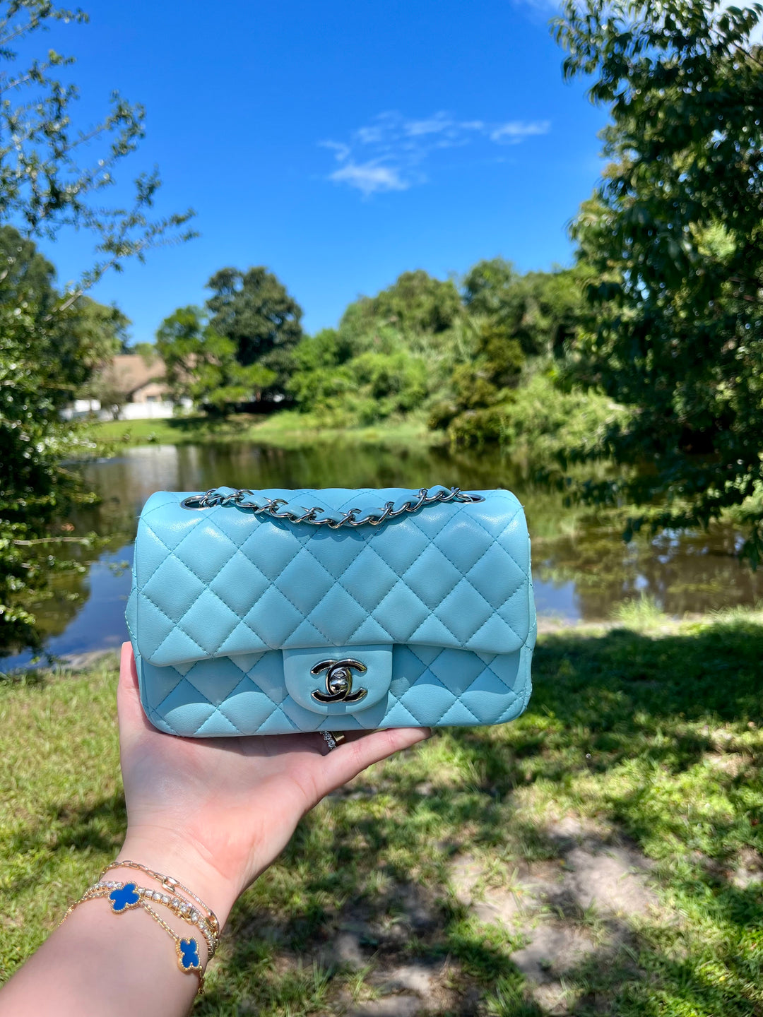 Chanel 21S Blue Neon Mini Flap