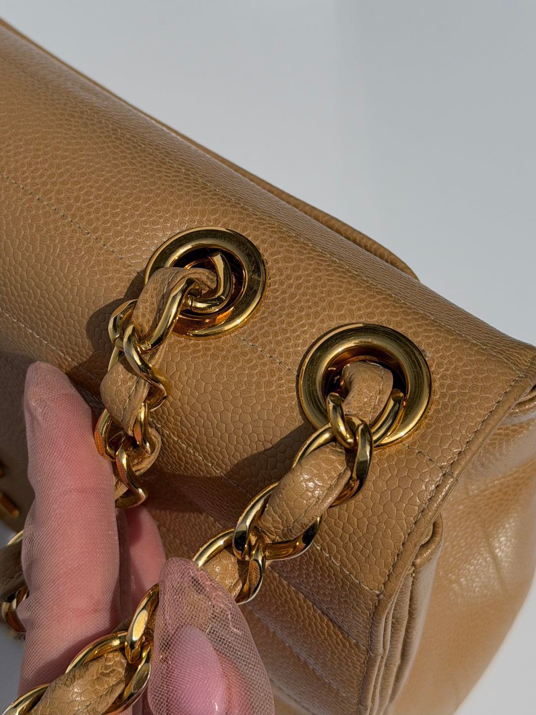 Chanel Classic Flap Jumbo Horizontal Dark Beige Caviar 24K Gold Hardware 1996