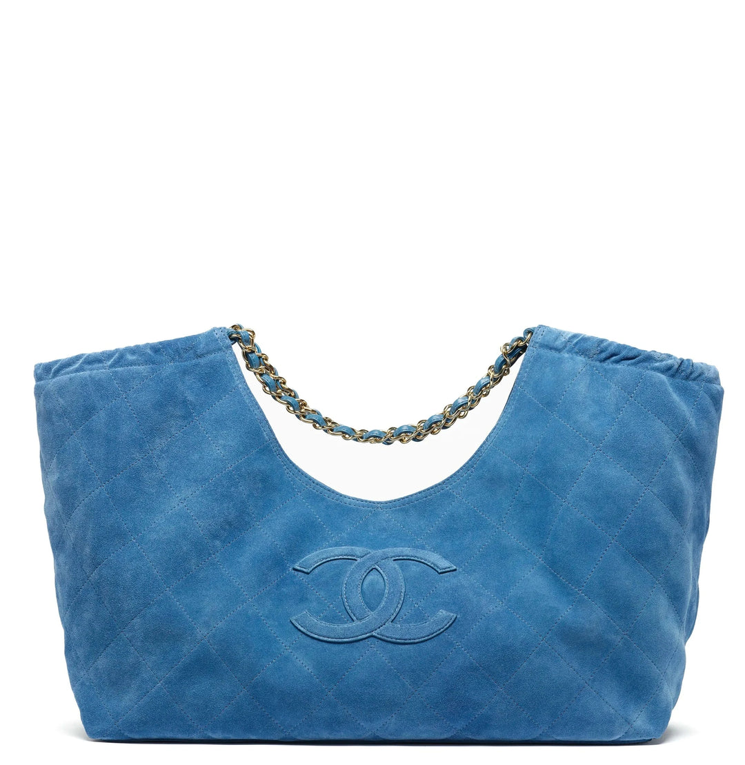 Chanel Tote Bag Blue Suede Calfskin Gold Tone Hardware 2026