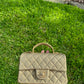 Chanel 21S Mini Metallic Gold Caviar Top Handle