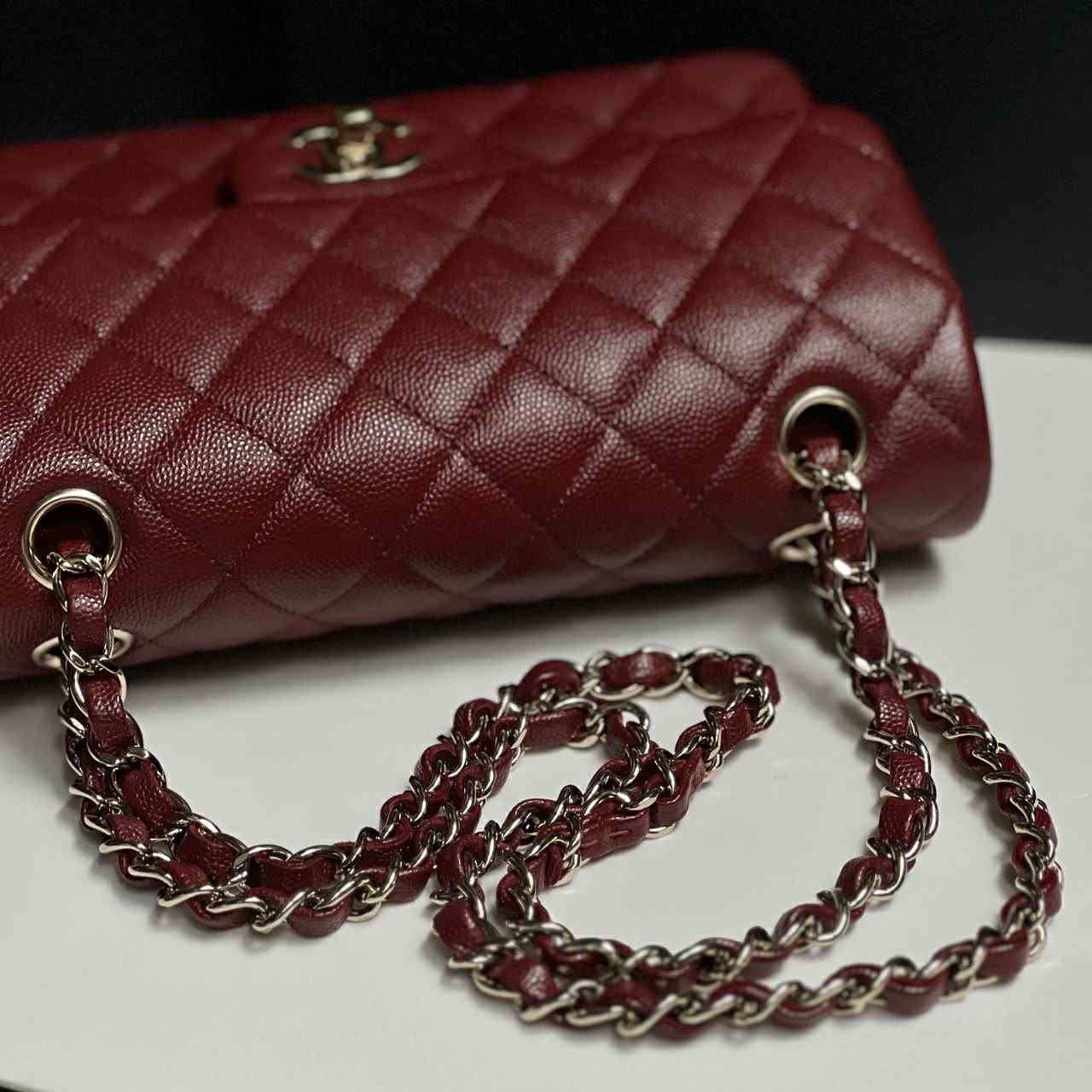Chanel 19b Burgundy Small Caviar Classic Flap