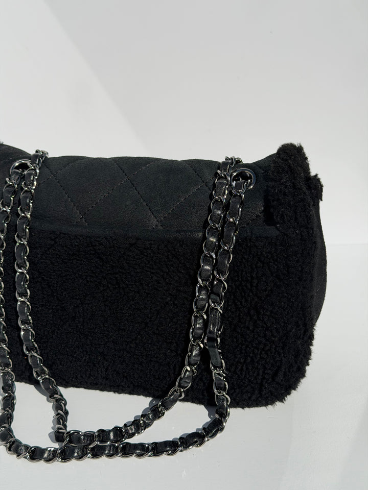 Chanel Medium Black Shearling Coco Neige Flap