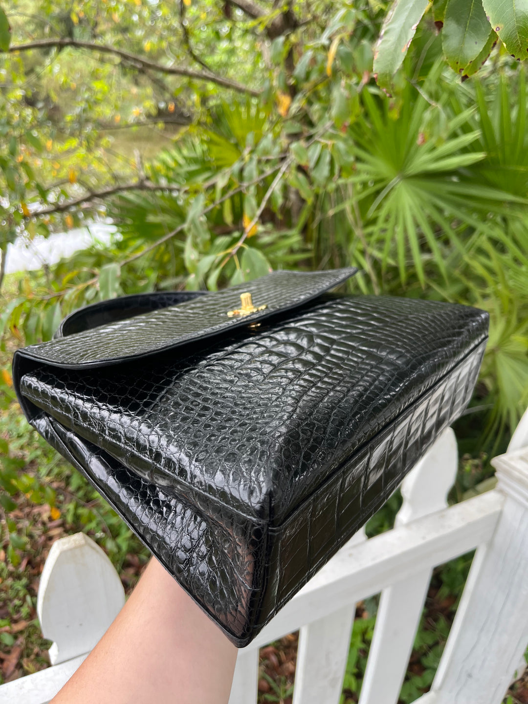 Chanel Vintage Large Crocodile Top Handle Flap Bag