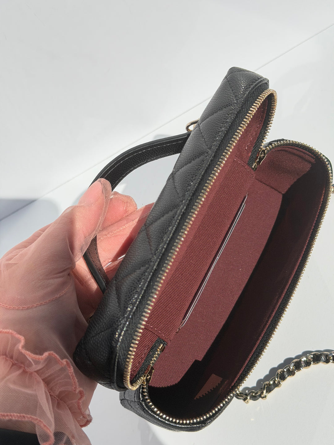 Chanel 25C Black LP Caviar Slim Vanity Bag