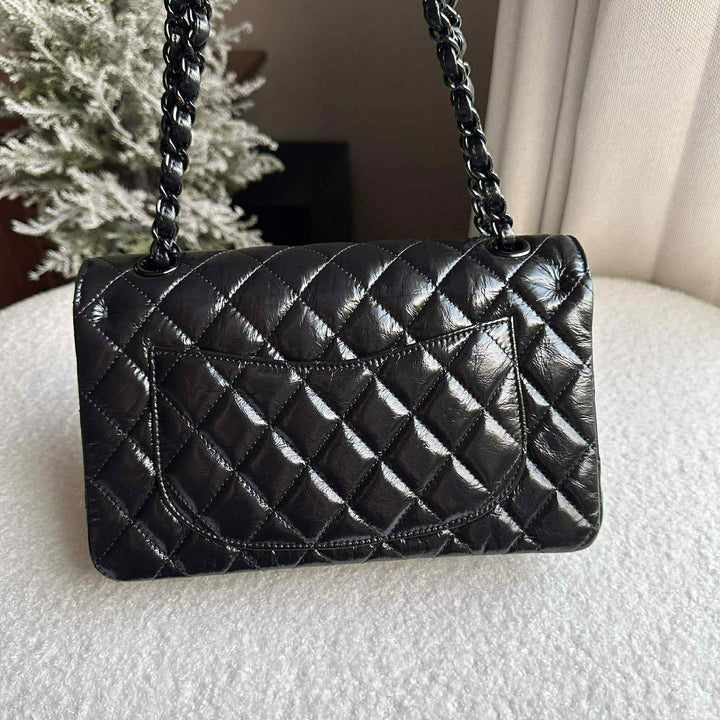 Chanel SO BLACK Small Crumpled Calfskin Double Flap Bag