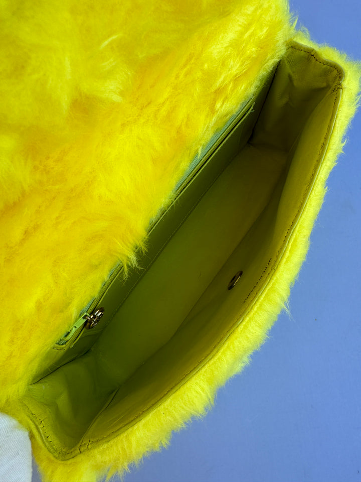 Chanel RARE Yellow 1994 Faux Fur Kelly