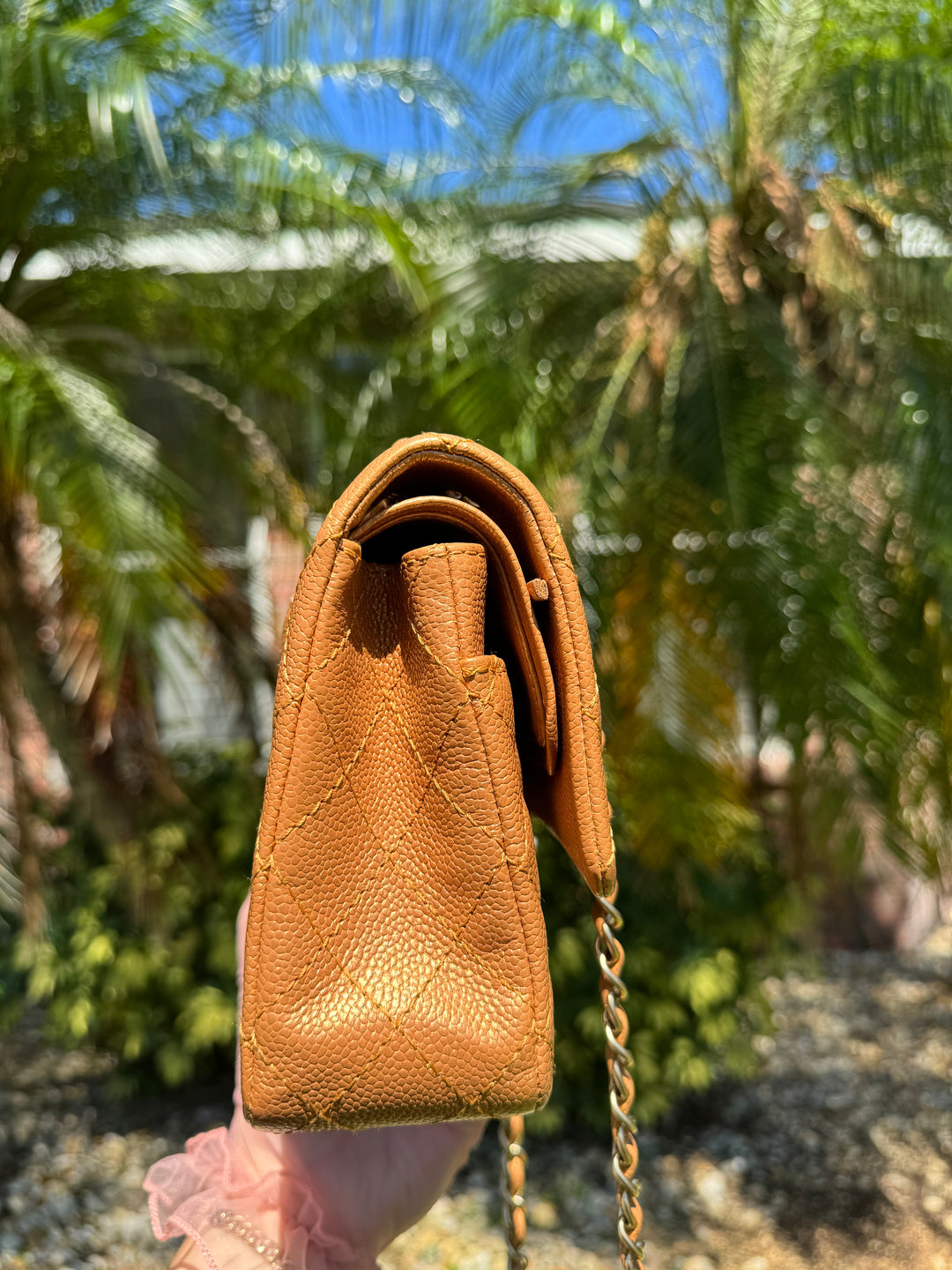 Chanel Copper Gold Metallic Medium Caviar Double Flap Bag