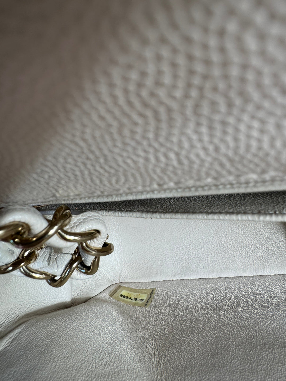 Chanel Cream Chevron Caviar Mini Flap Bag