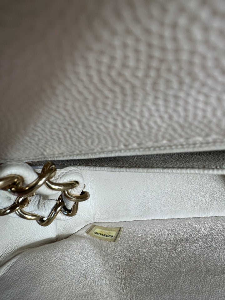 Chanel Cream Chevron Caviar Mini Flap Bag