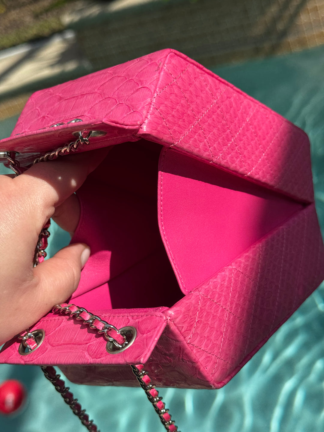 Chanel Pink Python Milk Carton Bag