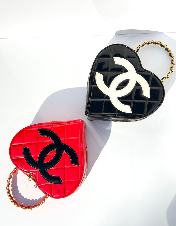 Chanel Barbie Red Heart Vanity Bag 24K Gold-Plated Hardware 1995