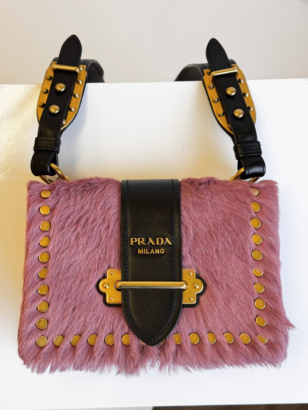 Prada Calf Hair Pink Cahier Crossbody Bag