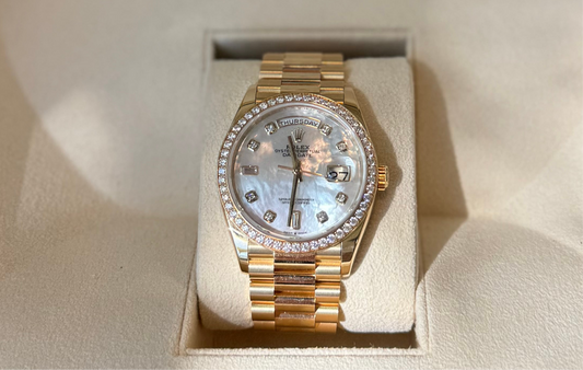 Rolex Day-Date 36mm Yellow Gold MOP Diamond Watch