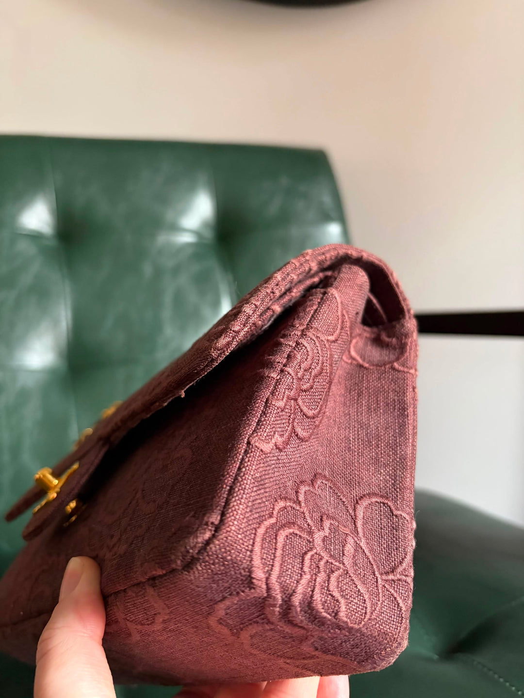 Chanel Classic Flap Small Camellia Burgundy 24K Gold Hardware 1997