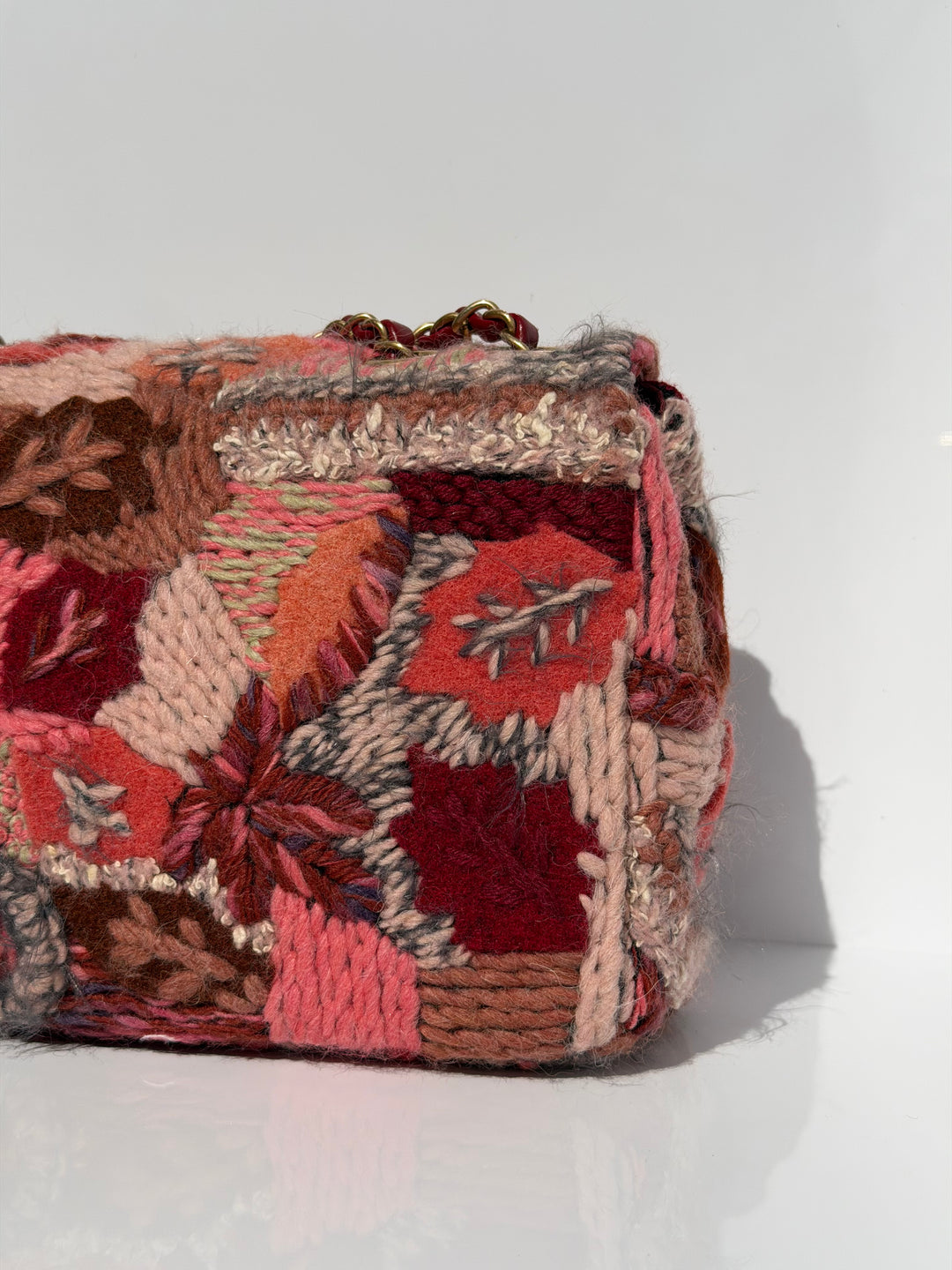 Chanel Embroidered Wool Medium Flap Bag Red Multicolor Gold Hardware 2018