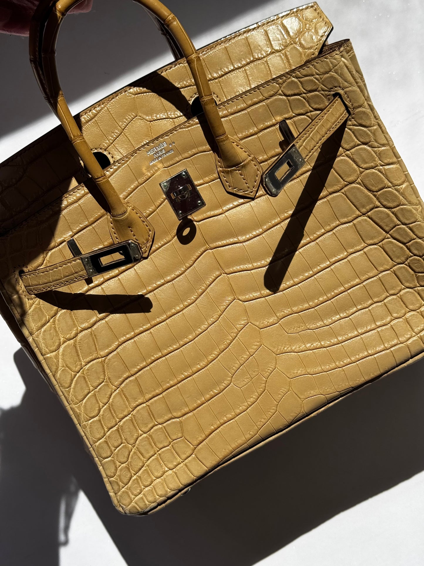 Hermes Matte Crocodile Poussiere Birkin 25 PHW