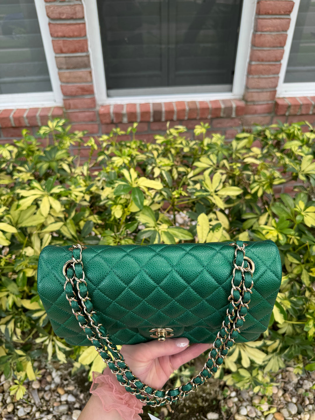 Chanel Classic Medium Double Flap Emerald Green Caviar Gold Hardware 2018