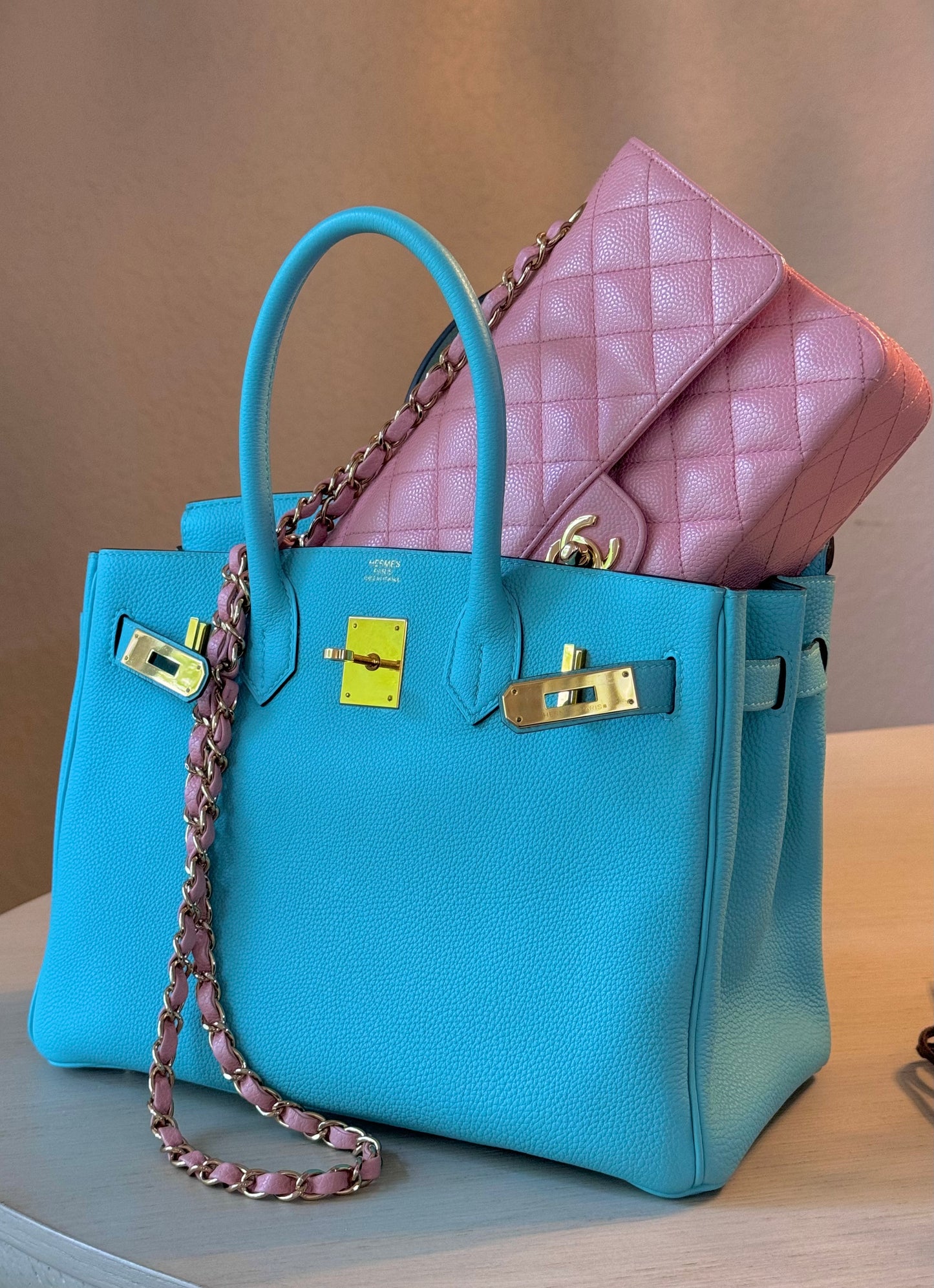 Hermes 2015 Bleu Atoll Togo Birkin 30