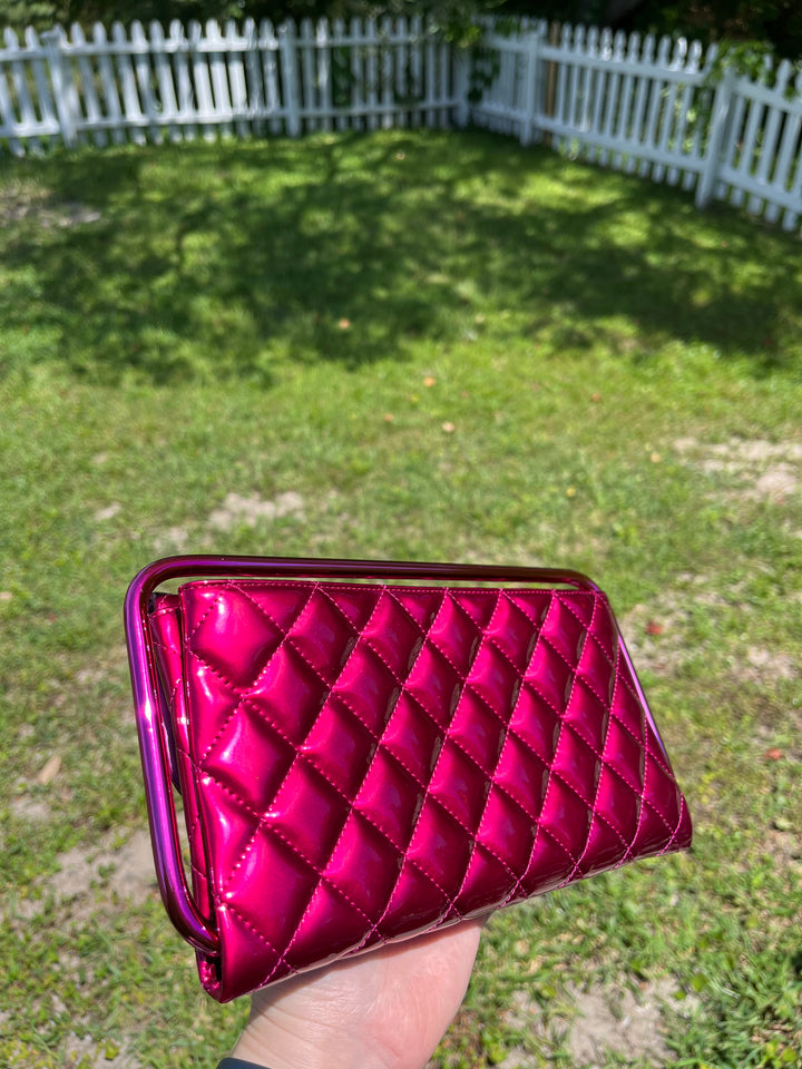 Chanel Classic Flap Patent Metallic Frame Clutch