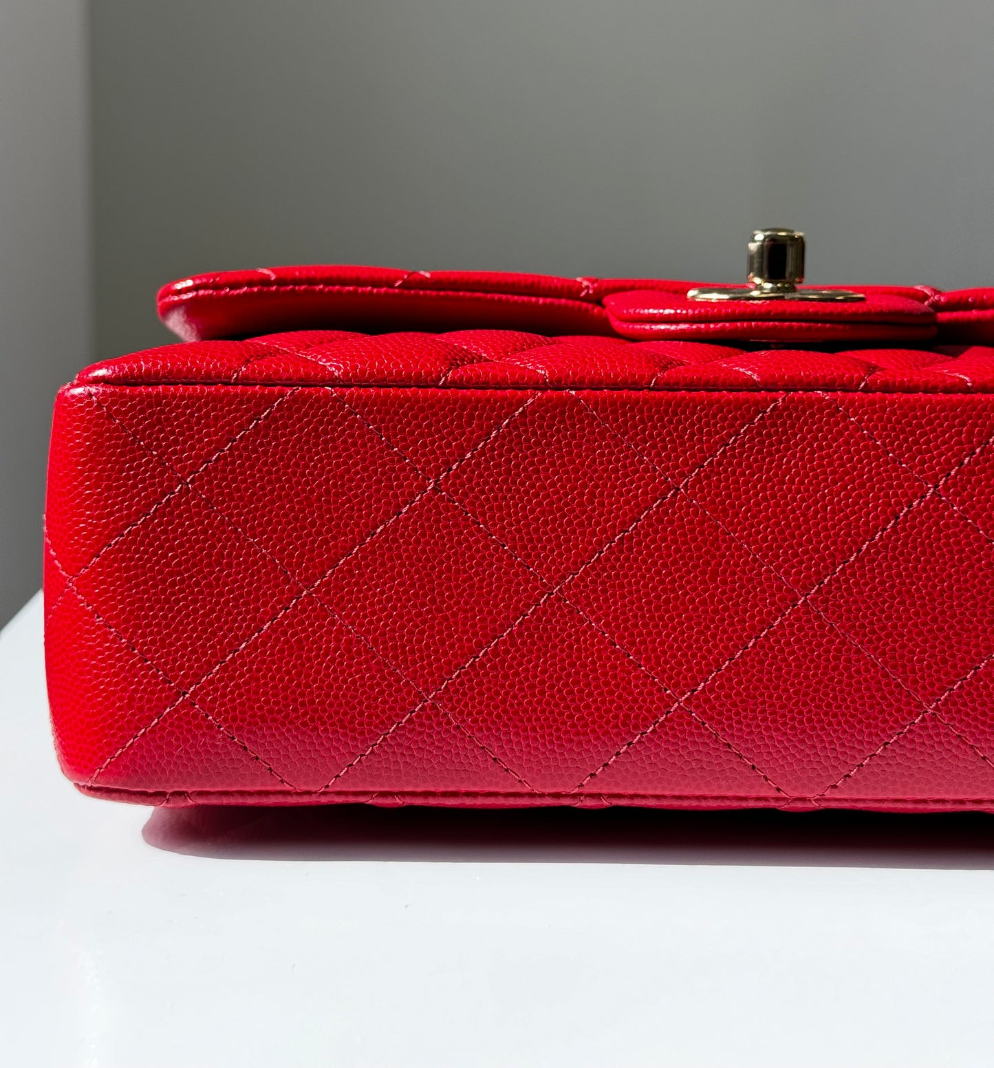 Chanel 19b Small Red Caviar Double Flap Bag